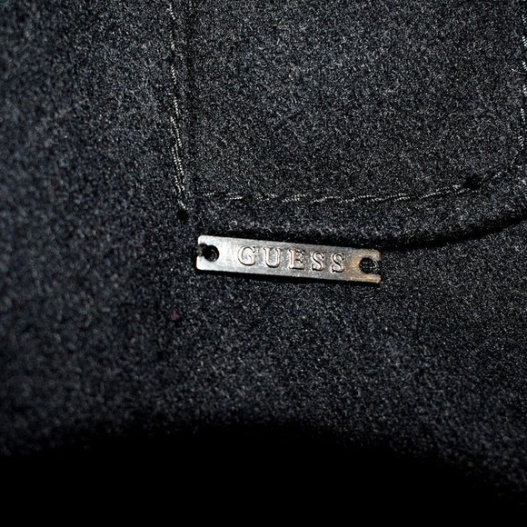 NWT Guess Black Wool-blend Double-breasted Front Pockets Pea Coat Size XL - Picture 9 of 13